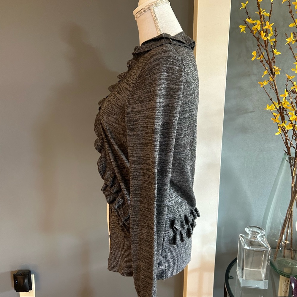 J. Crew Gray Ruffle Cardigan - Picture 4 of 5